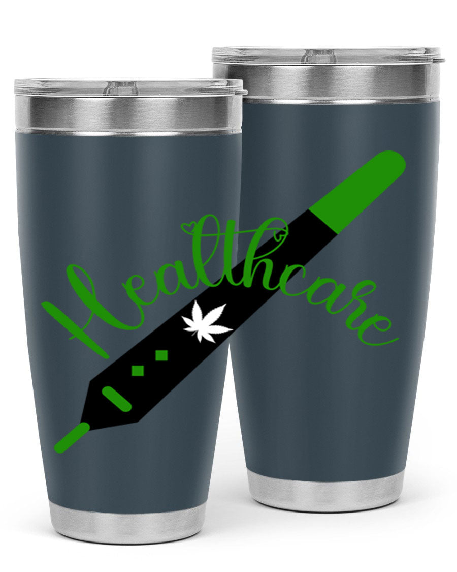 Health care weed 104# tumbler, a double wall vacuum stainless steel tumbler with copper lining, designed to keep beverages hot or cold.