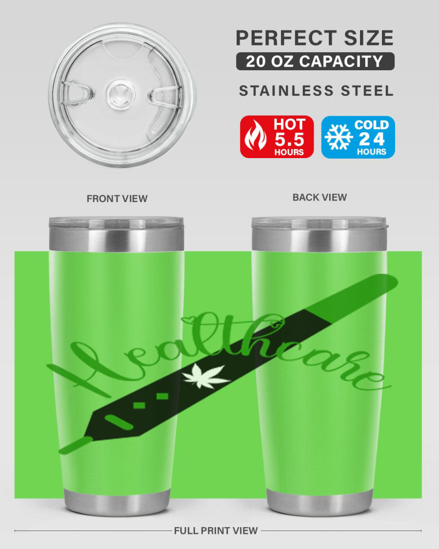 Health care weed 104# tumbler, a double wall vacuum stainless steel tumbler with copper lining, designed to keep beverages hot or cold.
