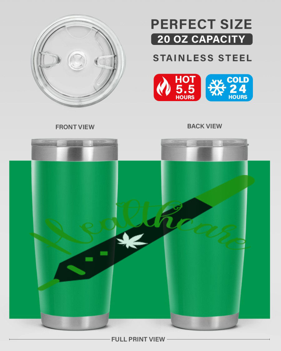 Health care weed 104# tumbler, a double wall vacuum stainless steel tumbler with copper lining, designed to keep beverages hot or cold.