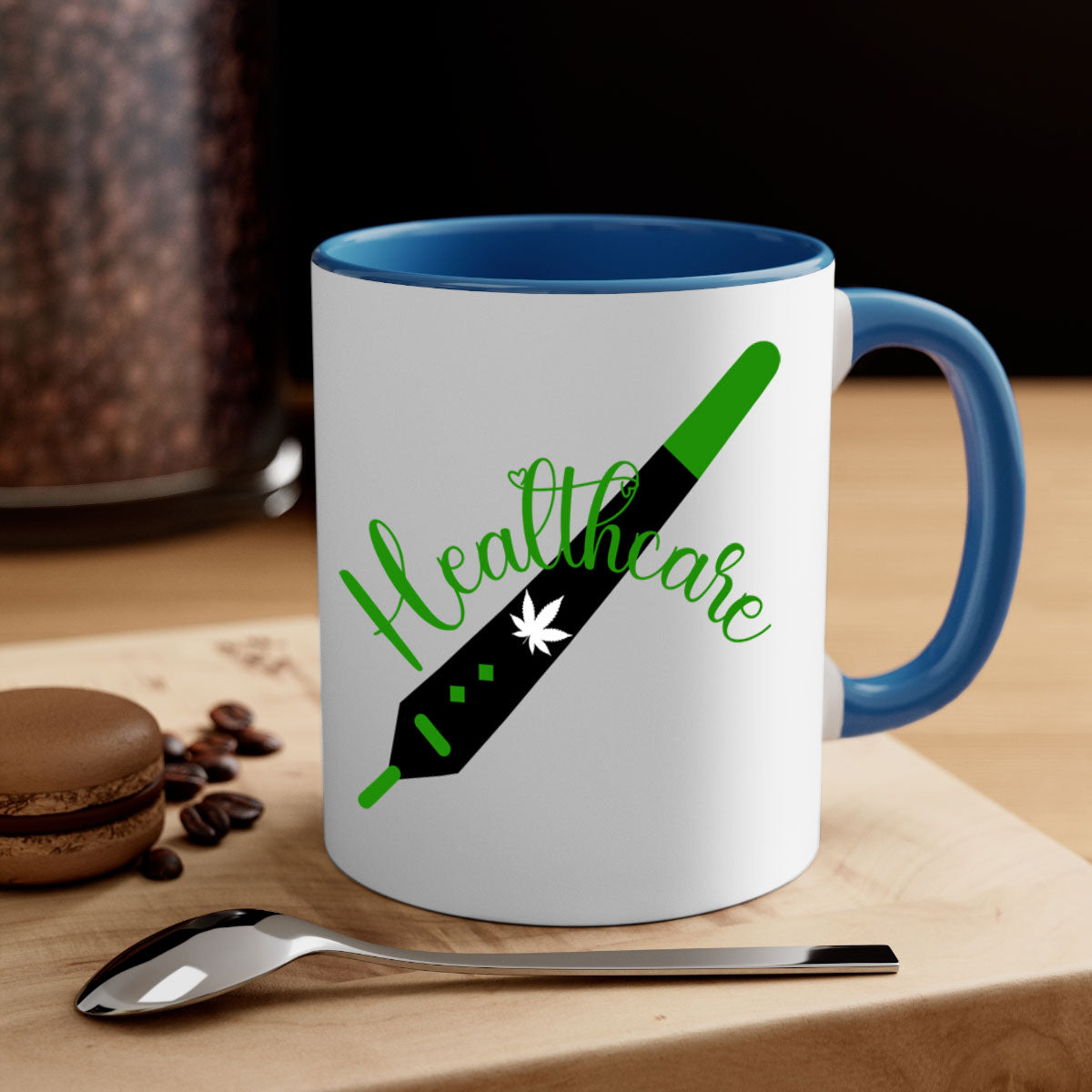 Health care weed 104# Mug featuring a glossy finish, colorful handle, and interior, available in two sizes.