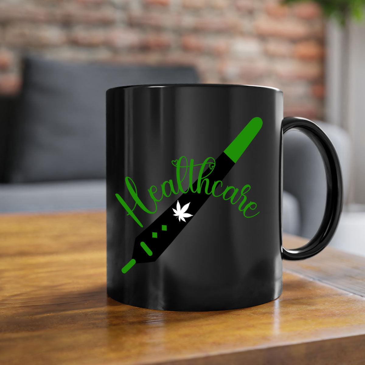 Health care weed 104# Mug featuring a glossy finish, colorful handle, and interior, available in two sizes.