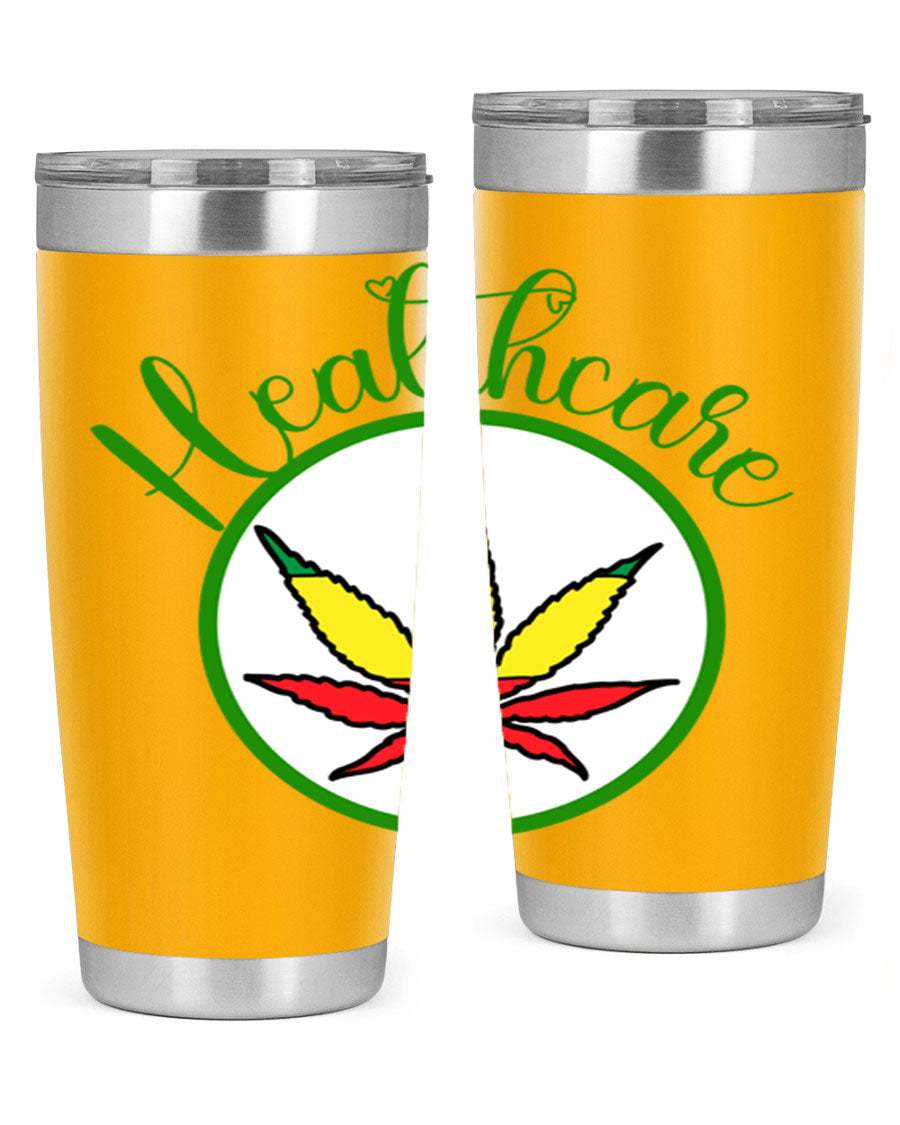 Healthcare weed 106# Tumbler in stainless steel with a drink-thru lid, showcasing its sleek design and double wall insulation.