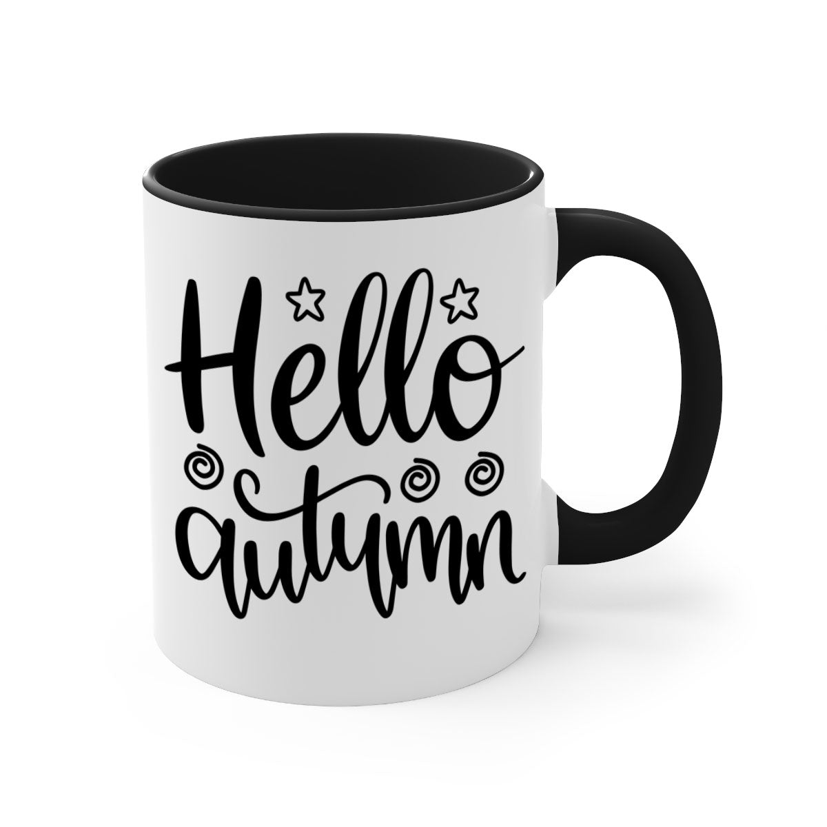 Hello Autumn 270# Mug featuring a glossy finish, colored handle, and interior, available in five colors and two sizes.