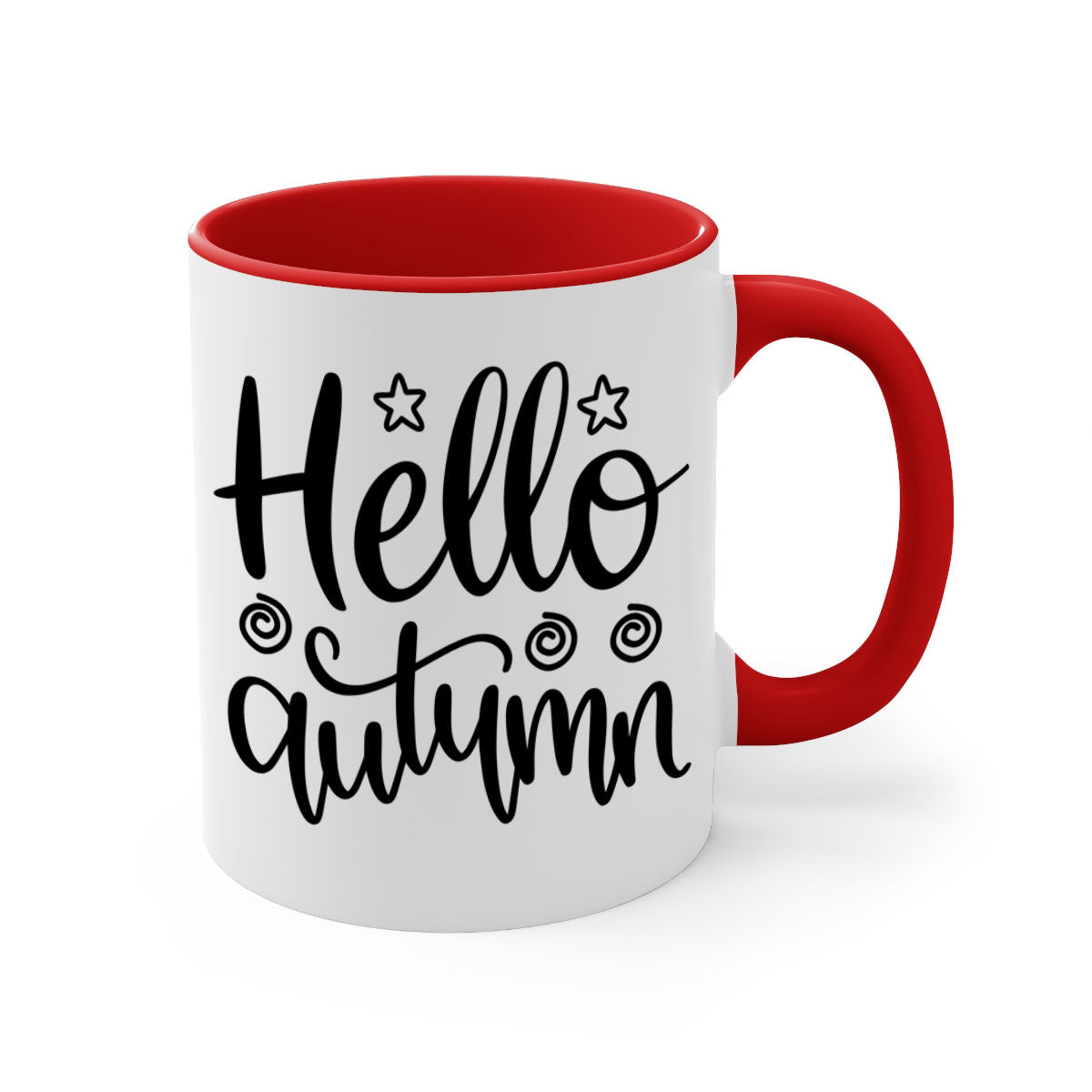 Hello Autumn 270# Mug featuring a glossy finish, colored handle, and interior, available in five colors and two sizes.