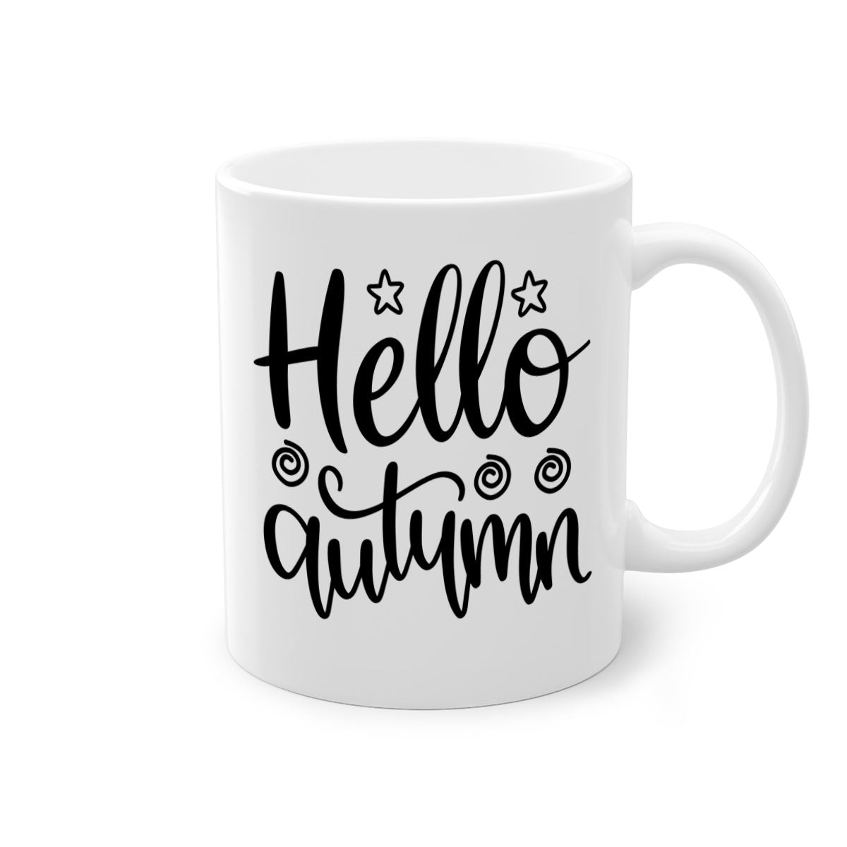 Hello Autumn 270# Mug featuring a glossy finish, colored handle, and interior, available in five colors and two sizes.