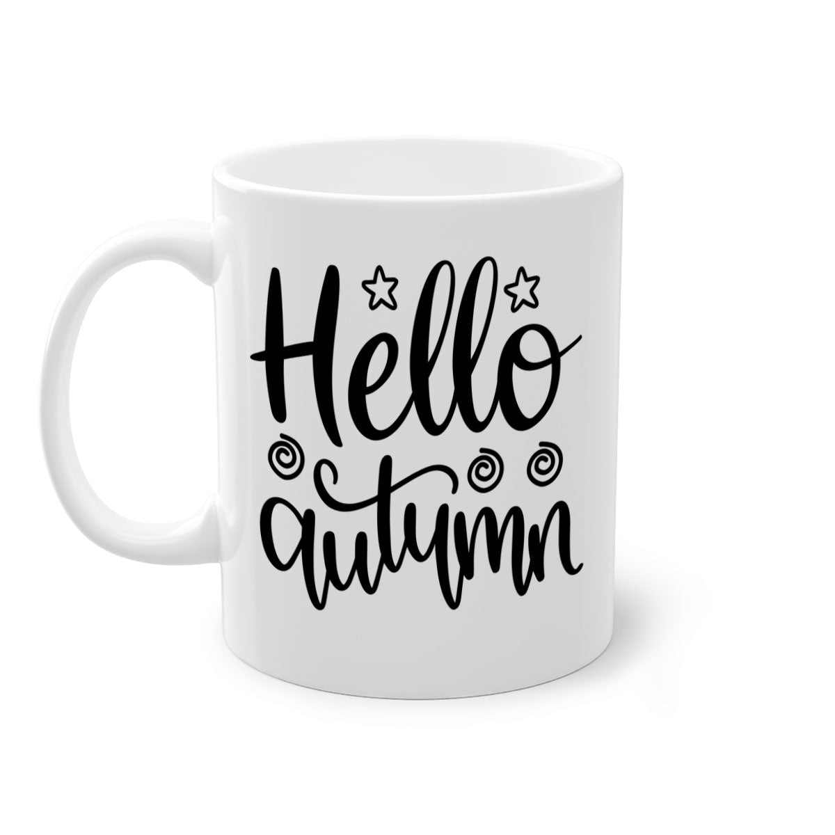Hello Autumn 270# Mug featuring a glossy finish, colored handle, and interior, available in five colors and two sizes.