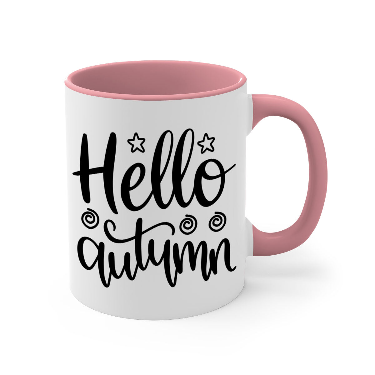 Hello Autumn 270# Mug featuring a glossy finish, colored handle, and interior, available in five colors and two sizes.
