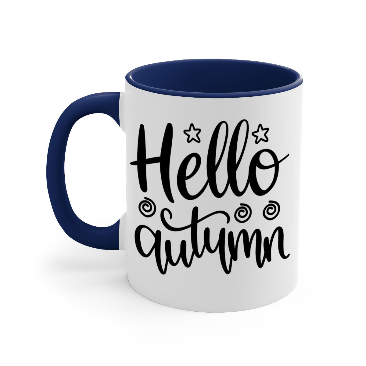 Hello Autumn 270# Mug featuring a glossy finish, colored handle, and interior, available in five colors and two sizes.