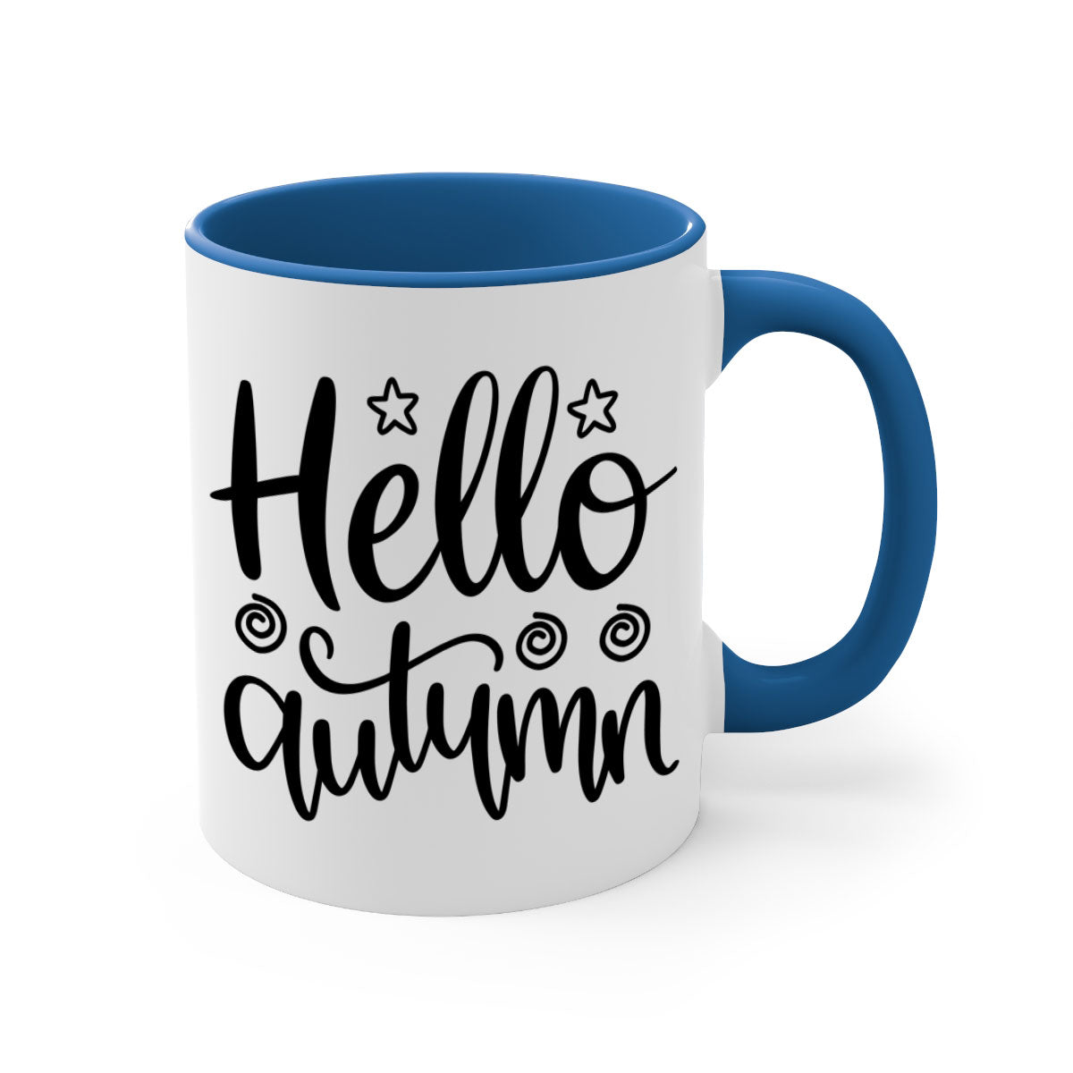 Hello Autumn 270# Mug featuring a glossy finish, colored handle, and interior, available in five colors and two sizes.