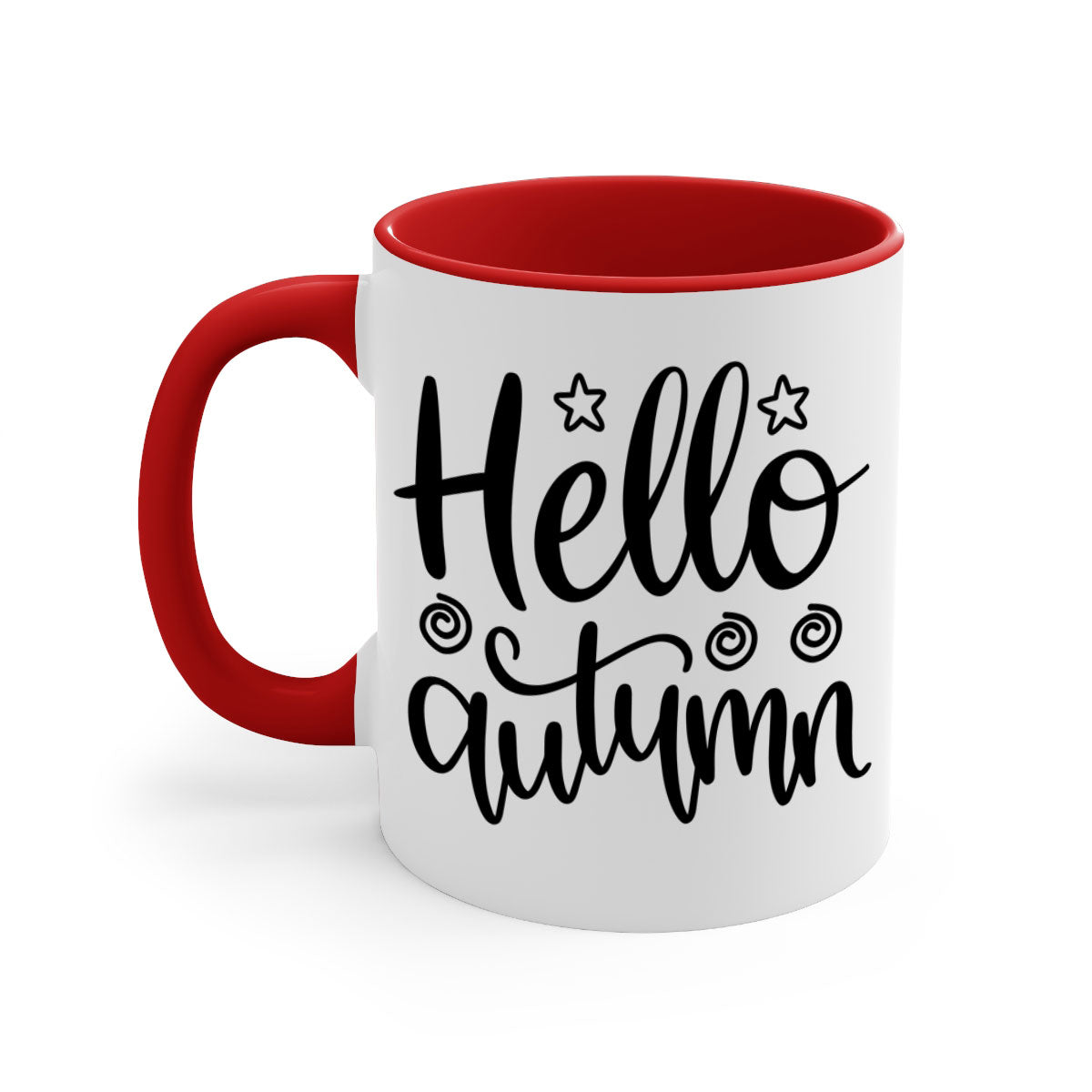 Hello Autumn 270# Mug featuring a glossy finish, colored handle, and interior, available in five colors and two sizes.