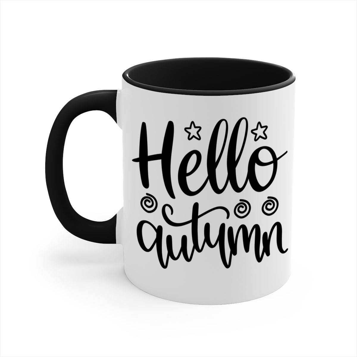 Hello Autumn 270# Mug featuring a glossy finish, colored handle, and interior, available in five colors and two sizes.