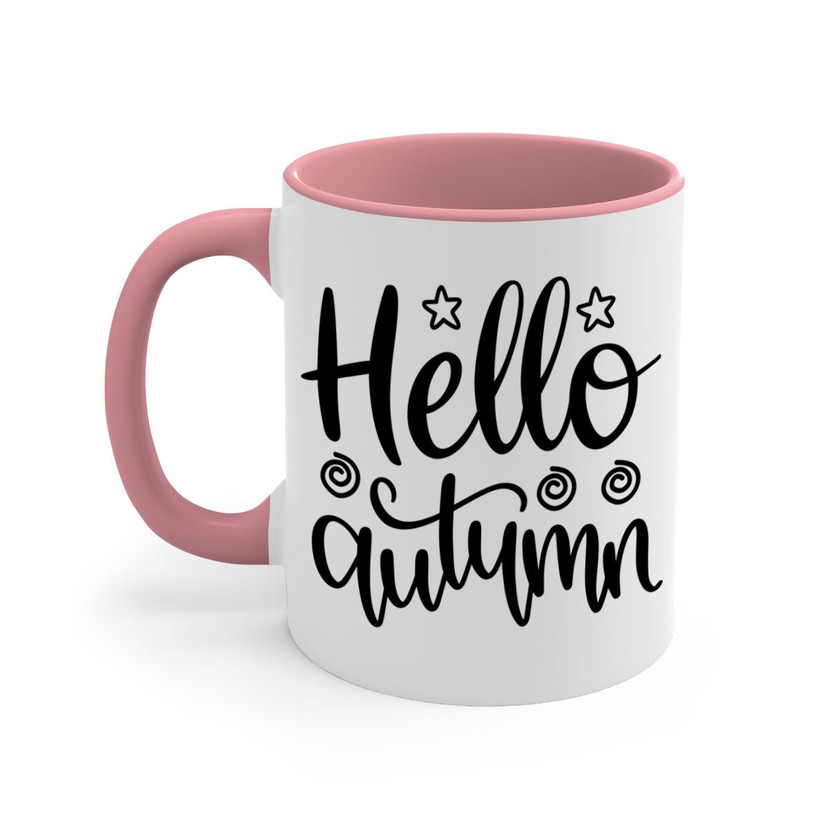 Hello Autumn 270# Mug featuring a glossy finish, colored handle, and interior, available in five colors and two sizes.