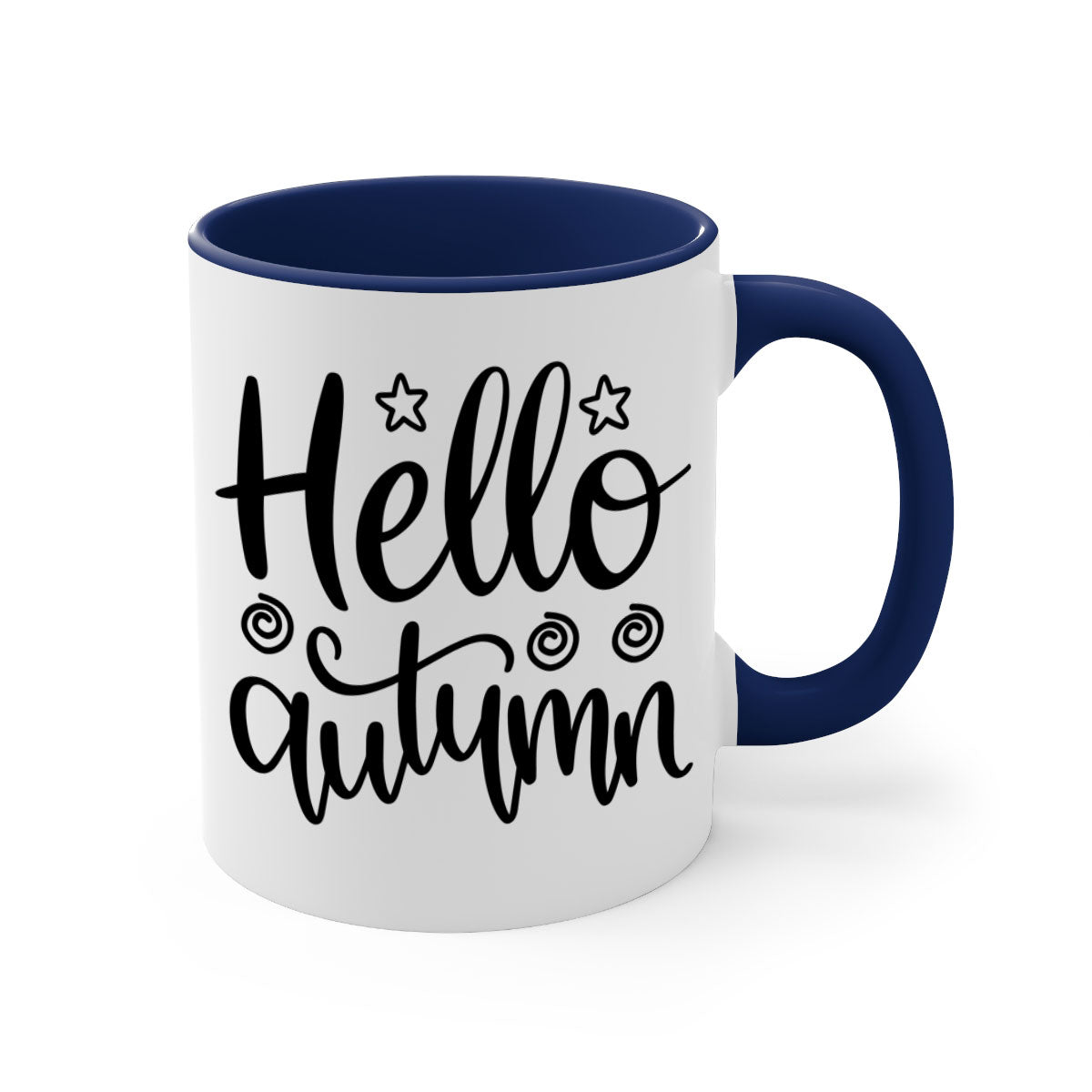 Hello Autumn 270# Mug featuring a glossy finish, colored handle, and interior, available in five colors and two sizes.