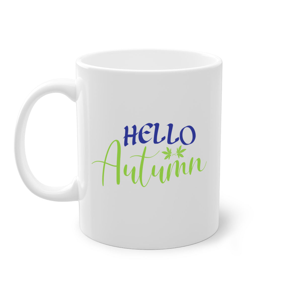 Hello Autumn 271# Mug featuring a two-tone design with a colored handle and glossy finish, perfect for fall beverages.