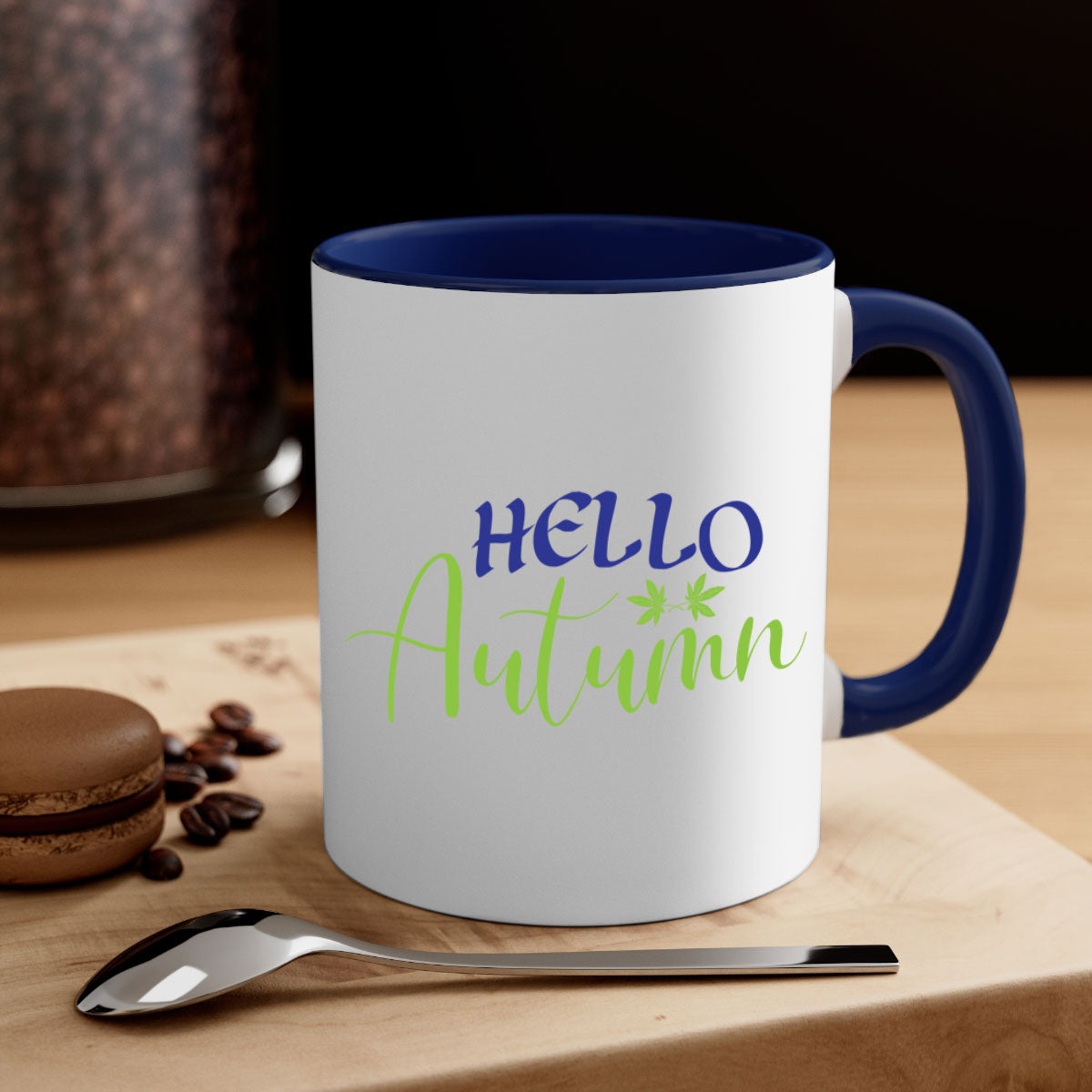 Hello Autumn 271# Mug featuring a two-tone design with a colored handle and glossy finish, perfect for fall beverages.