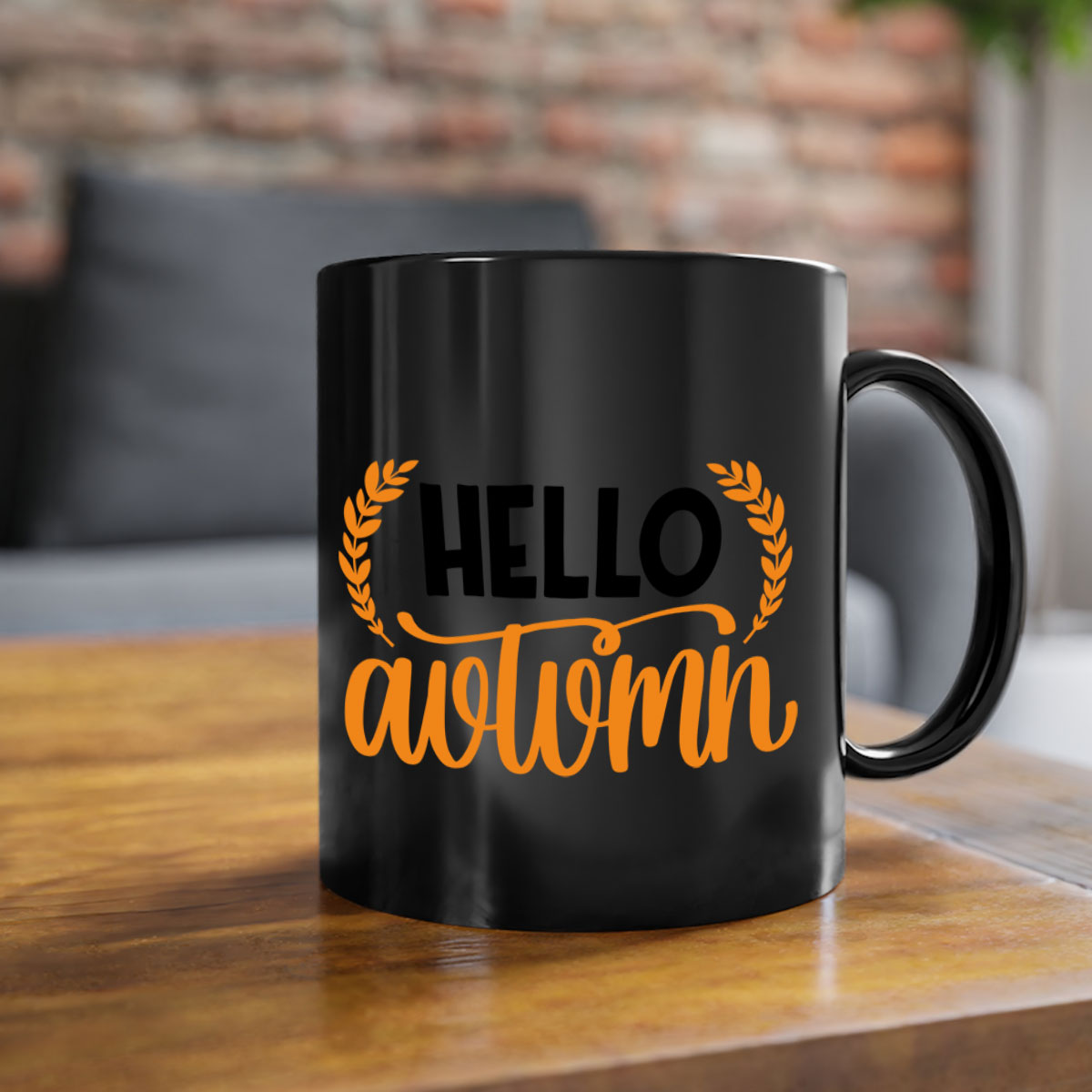 Hello Autumn 493# Mug featuring a two-tone design with a colored handle and glossy finish, available in multiple colors.