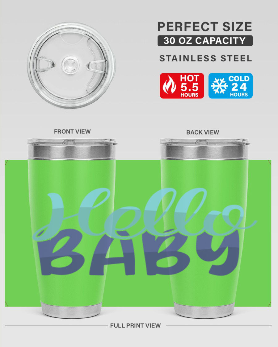 Hello Baby Style 263# 20oz tumbler made of stainless steel with a copper lining, featuring a press-in drink-thru lid, ideal for hot and cold beverages.