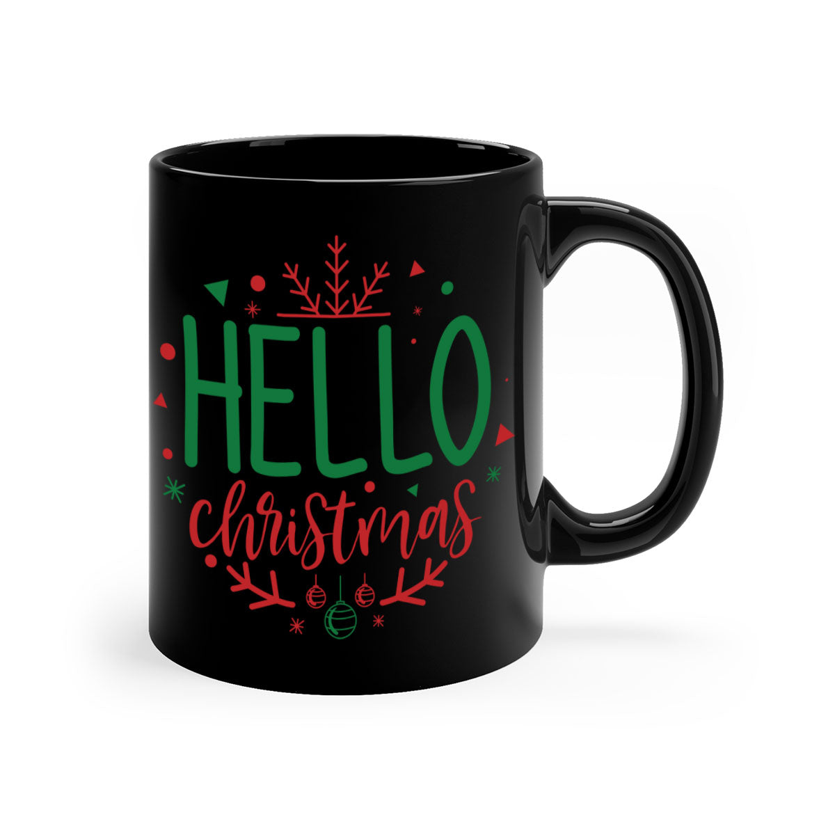 Hello Christmas Style 285# Mug featuring a glossy finish, colored handle, and interior, available in five vibrant colors.