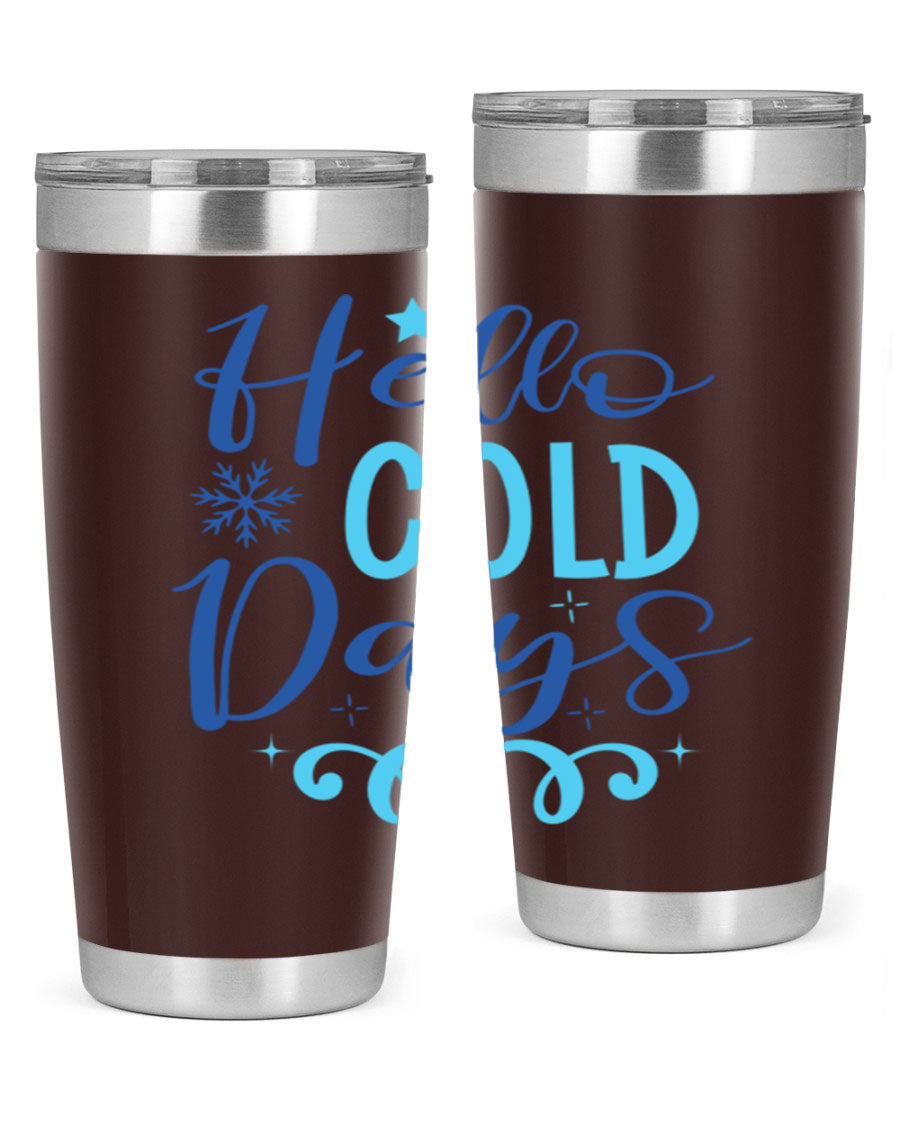 Hello Cold Days 145# Winter Tumbler in stainless steel with a stylish design, perfect for hot and cold beverages.