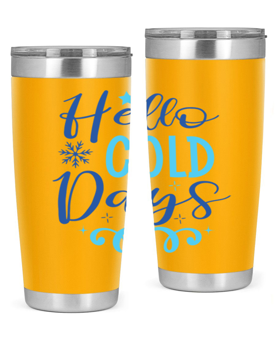 Hello Cold Days 145# Winter Tumbler in stainless steel with a stylish design, perfect for hot and cold beverages.