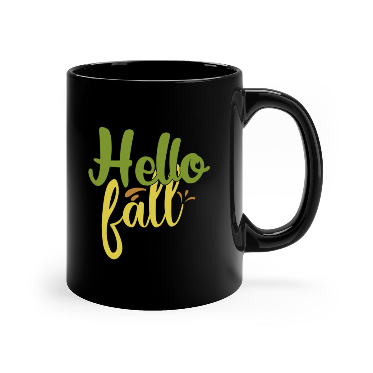 Hello Fall Mug featuring a two-tone design with a colored handle and glossy finish, available in multiple colors.