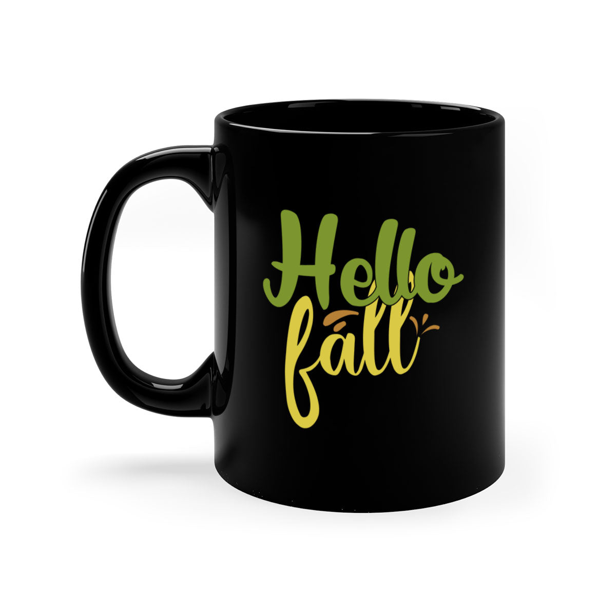 Hello Fall Mug featuring a two-tone design with a colored handle and glossy finish, available in multiple colors.