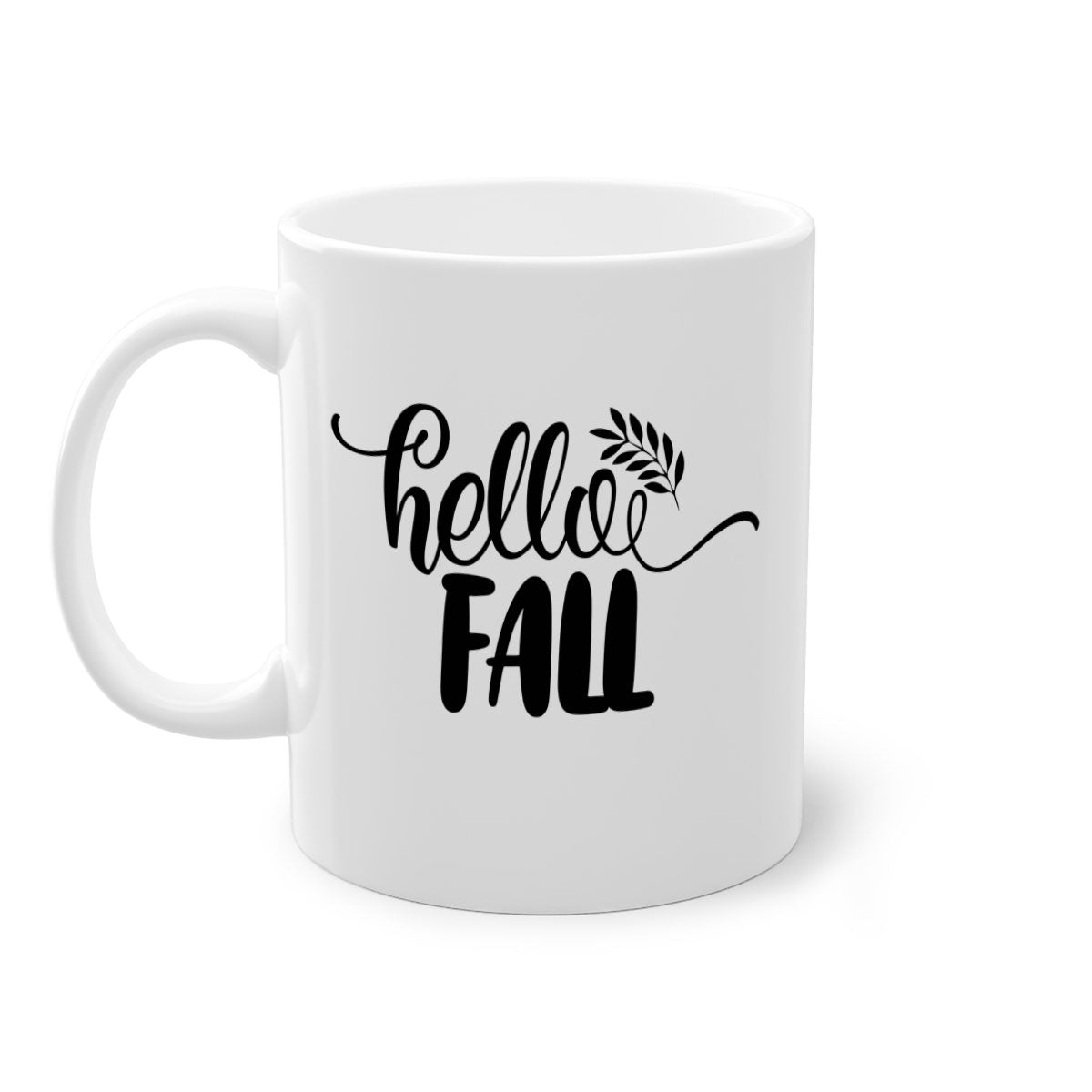 Hello Fall Thanksgiving Mug with a glossy finish, featuring a colored handle and interior, available in multiple colors.