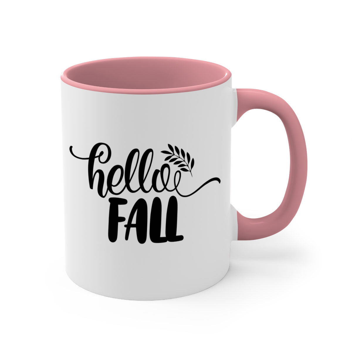 Hello Fall Thanksgiving Mug with a glossy finish, featuring a colored handle and interior, available in multiple colors.