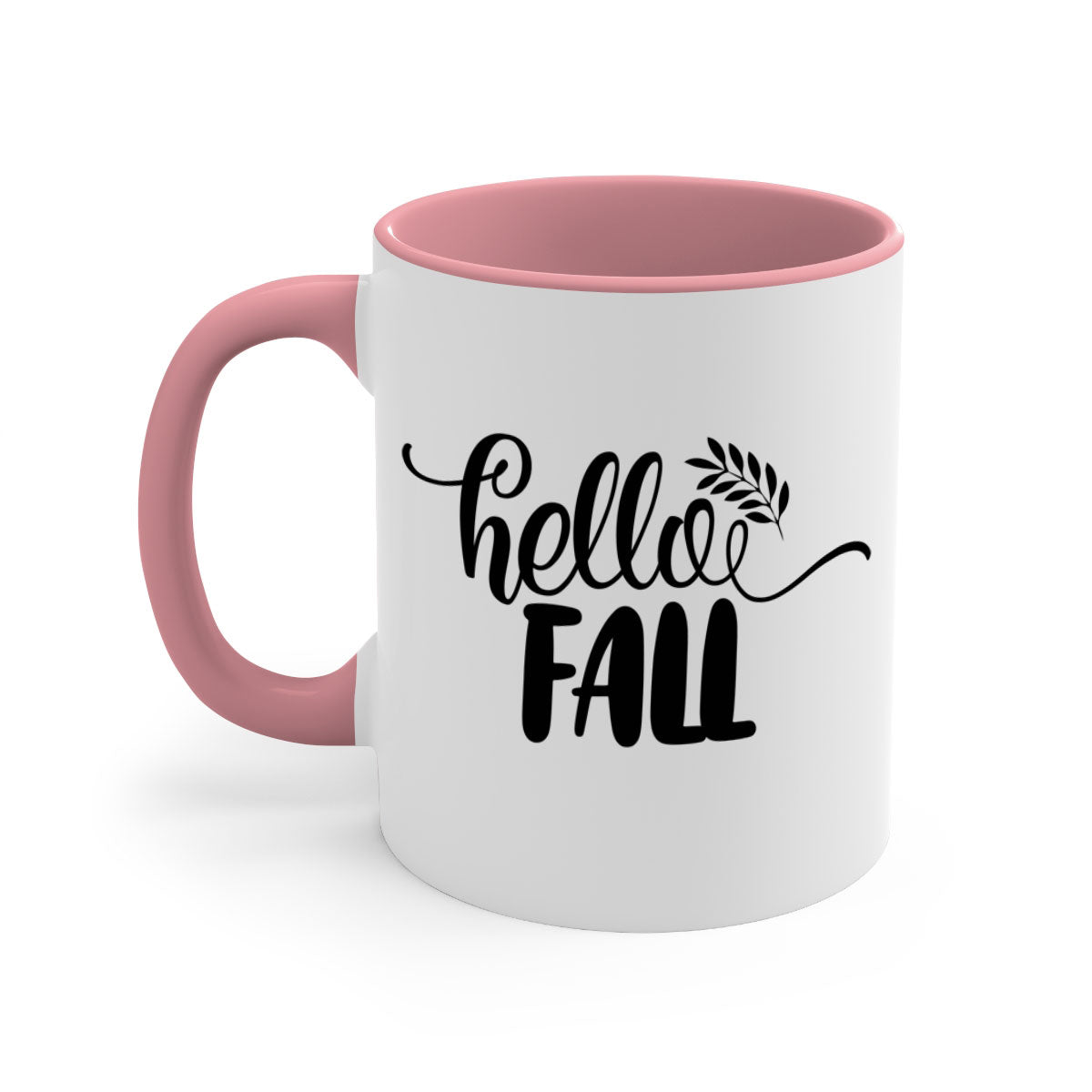 Hello Fall Thanksgiving Mug with a glossy finish, featuring a colored handle and interior, available in multiple colors.