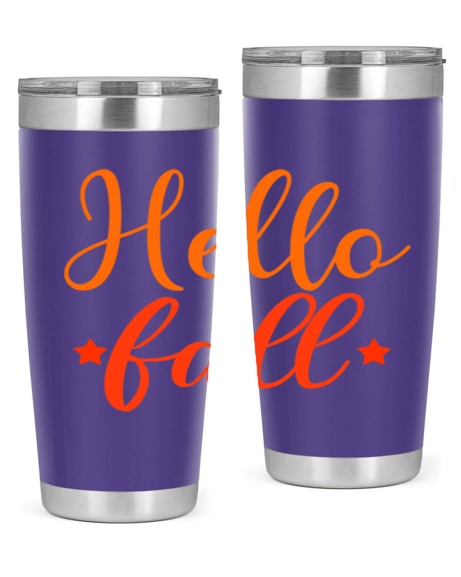 Hello Fall Design 278# tumbler in 20oz and 30oz sizes, showcasing a stylish autumn-themed design with a stainless steel finish.