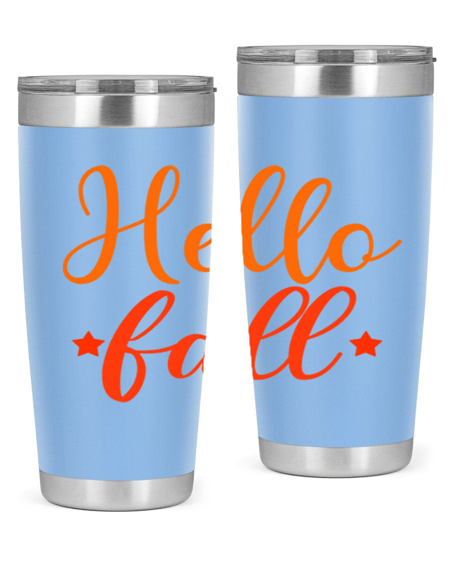 Hello Fall Design 278# tumbler in 20oz and 30oz sizes, showcasing a stylish autumn-themed design with a stainless steel finish.