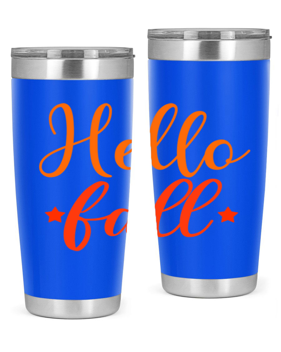 Hello Fall Design 278# tumbler in 20oz and 30oz sizes, showcasing a stylish autumn-themed design with a stainless steel finish.