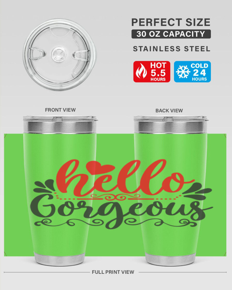 Hello Gorgeous Style 155# Tumbler in stainless steel with a stylish design, perfect for hot and cold beverages.