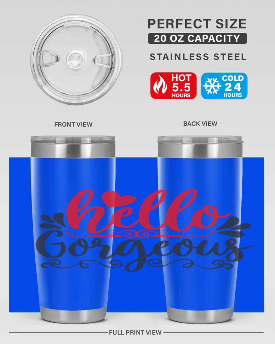Hello Gorgeous Style 155# Tumbler in stainless steel with a stylish design, perfect for hot and cold beverages.