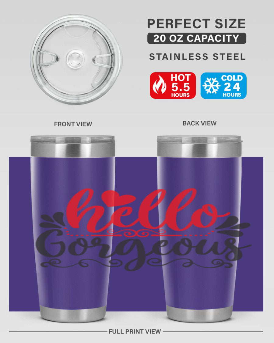 Hello Gorgeous Style 155# Tumbler in stainless steel with a stylish design, perfect for hot and cold beverages.