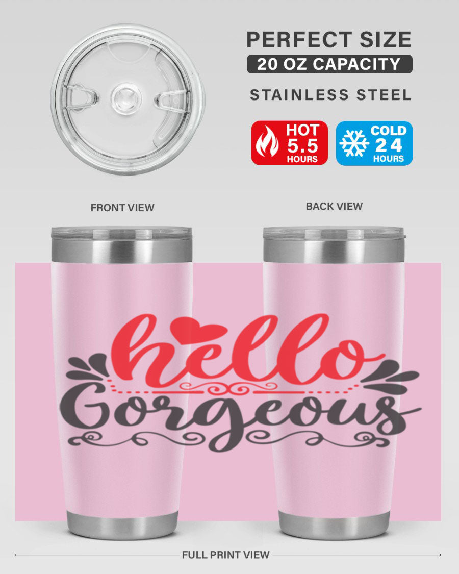 Hello Gorgeous Style 155# Tumbler in stainless steel with a stylish design, perfect for hot and cold beverages.