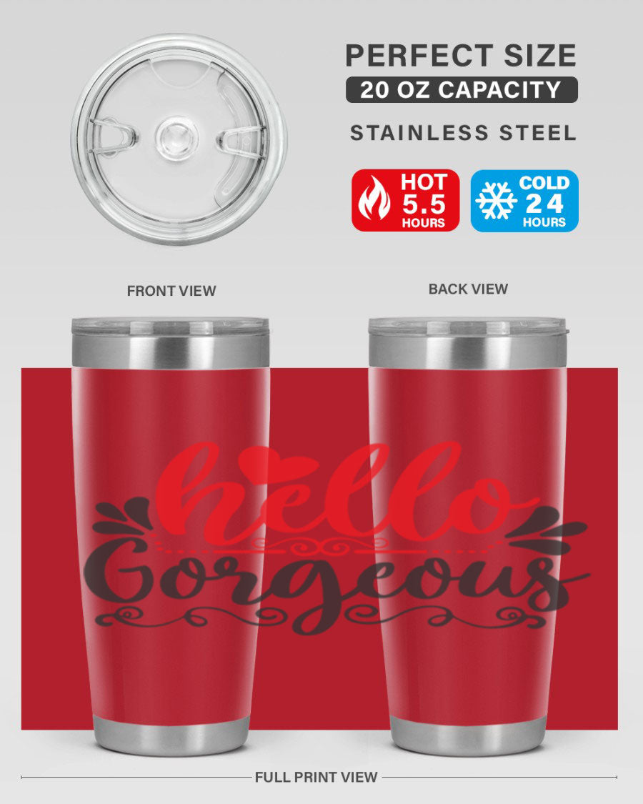 Hello Gorgeous Style 155# Tumbler in stainless steel with a stylish design, perfect for hot and cold beverages.