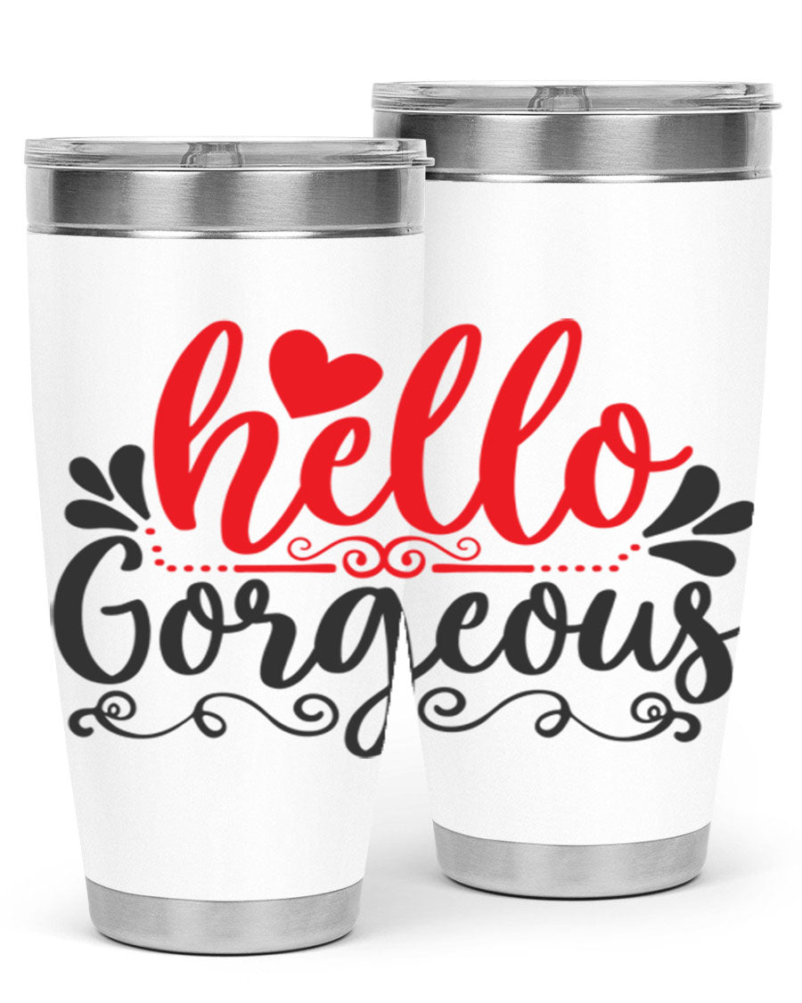 Hello Gorgeous Style 155# Tumbler in stainless steel with a stylish design, perfect for hot and cold beverages.