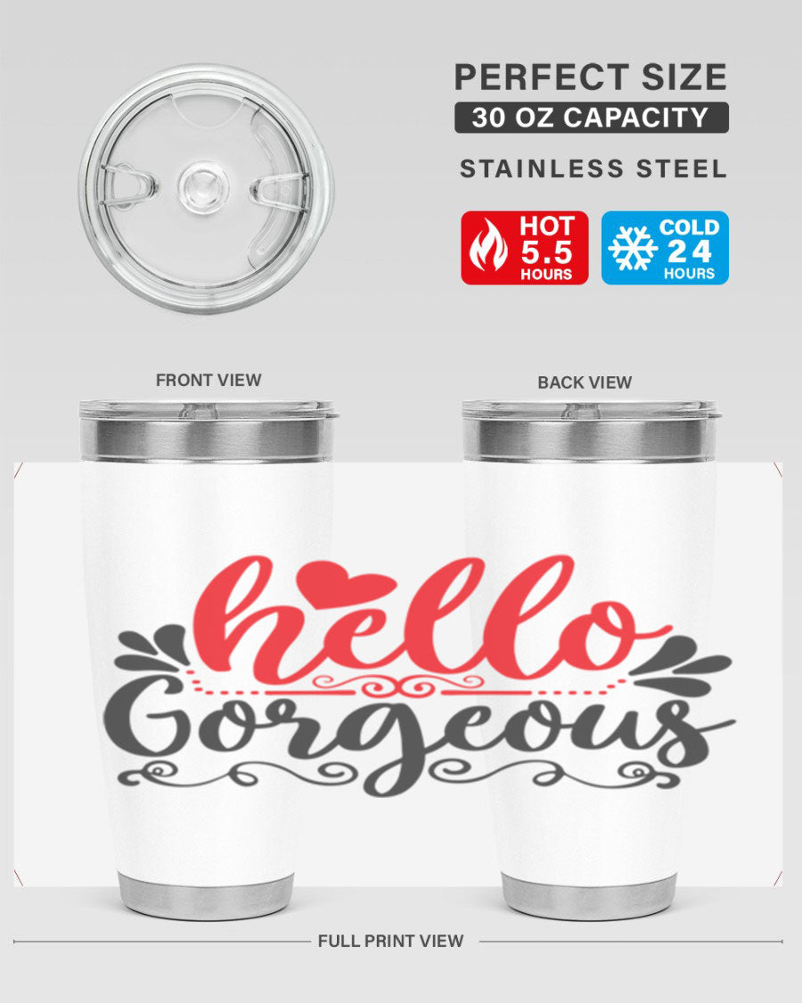 Hello Gorgeous Style 155# Tumbler in stainless steel with a stylish design, perfect for hot and cold beverages.