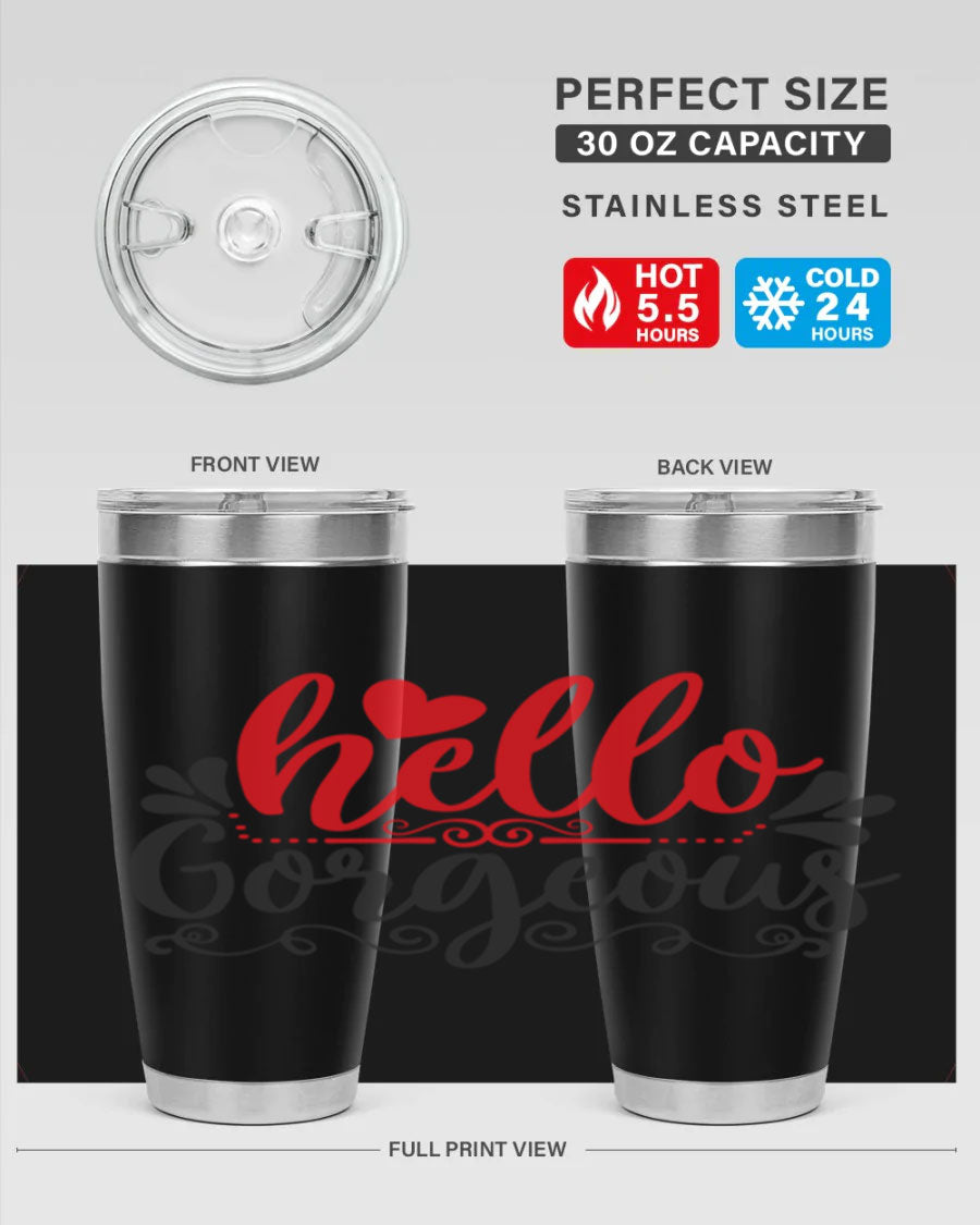 Hello Gorgeous Style 155# Tumbler in stainless steel with a stylish design, perfect for hot and cold beverages.