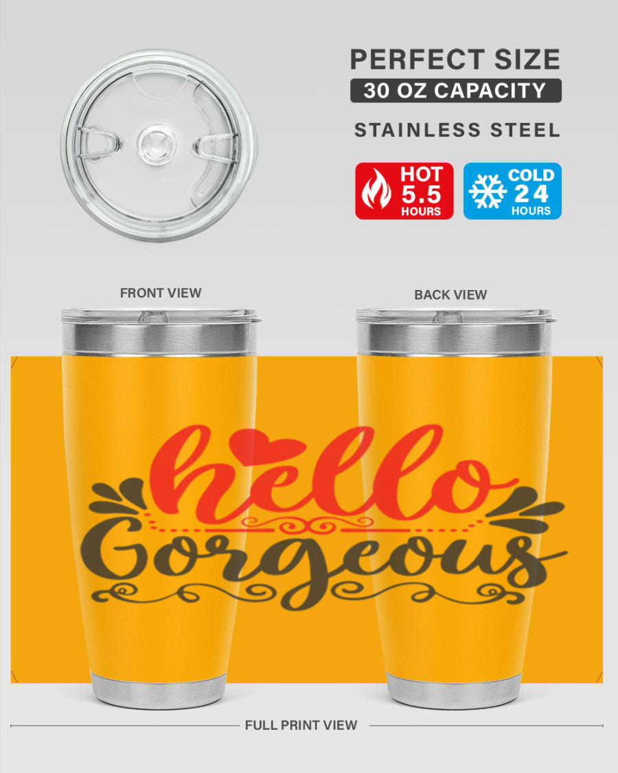 Hello Gorgeous Style 155# Tumbler in stainless steel with a stylish design, perfect for hot and cold beverages.