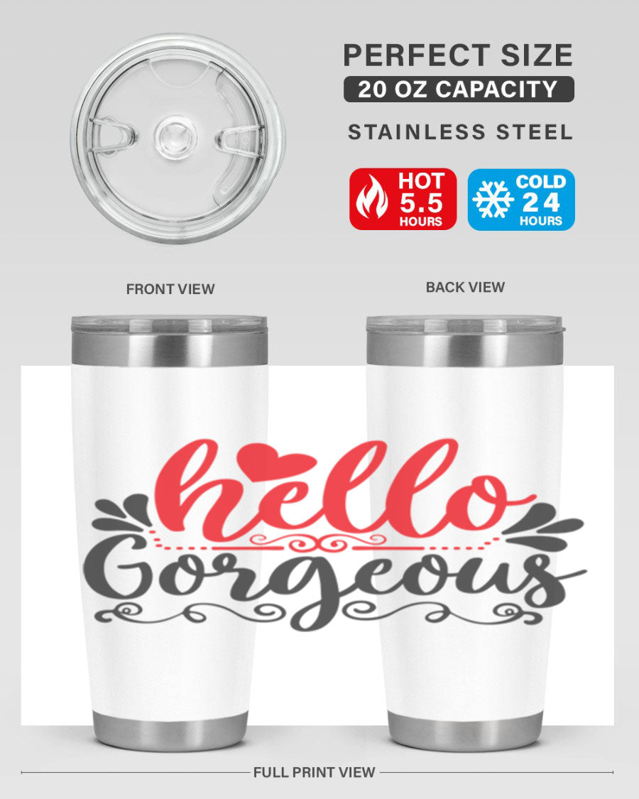 Hello Gorgeous Style 155# Tumbler in stainless steel with a stylish design, perfect for hot and cold beverages.