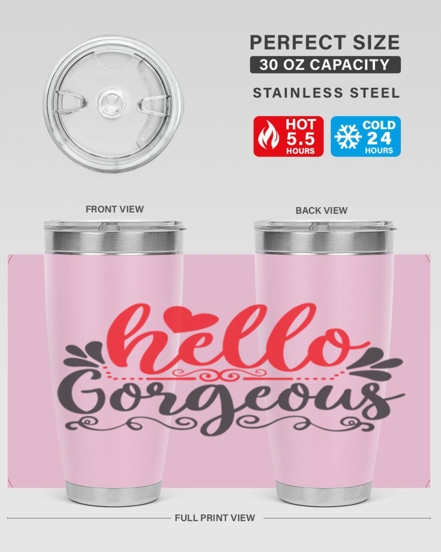 Hello Gorgeous Style 155# Tumbler in stainless steel with a stylish design, perfect for hot and cold beverages.