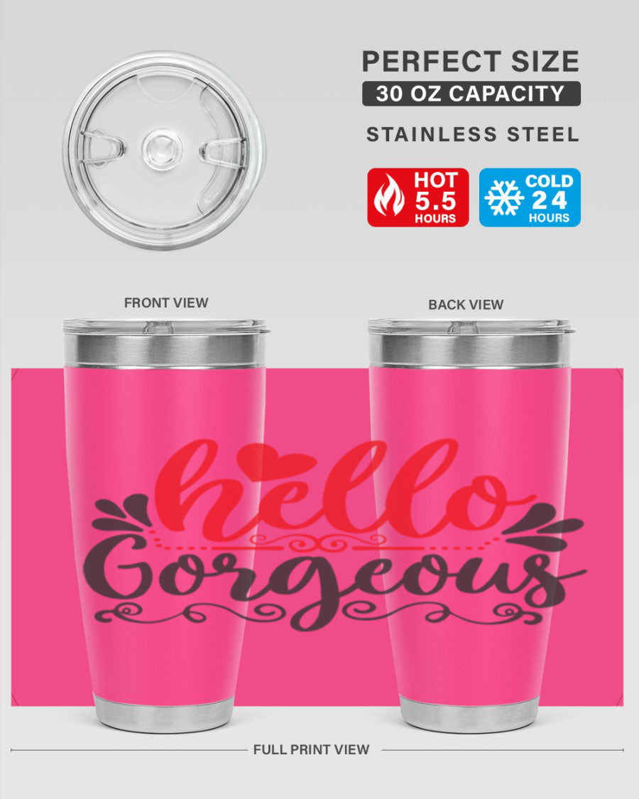 Hello Gorgeous Style 155# Tumbler in stainless steel with a stylish design, perfect for hot and cold beverages.