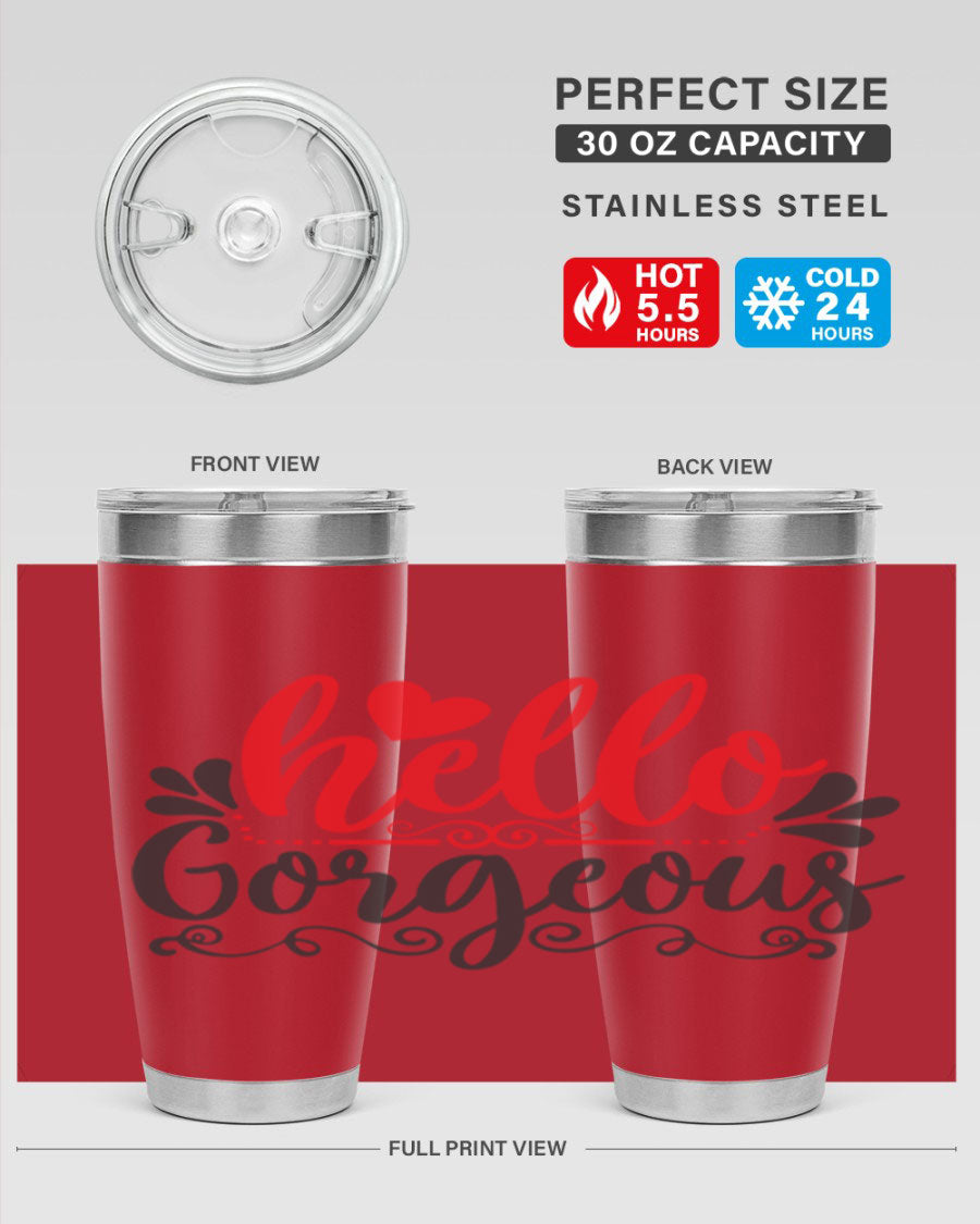 Hello Gorgeous Style 155# Tumbler in stainless steel with a stylish design, perfect for hot and cold beverages.