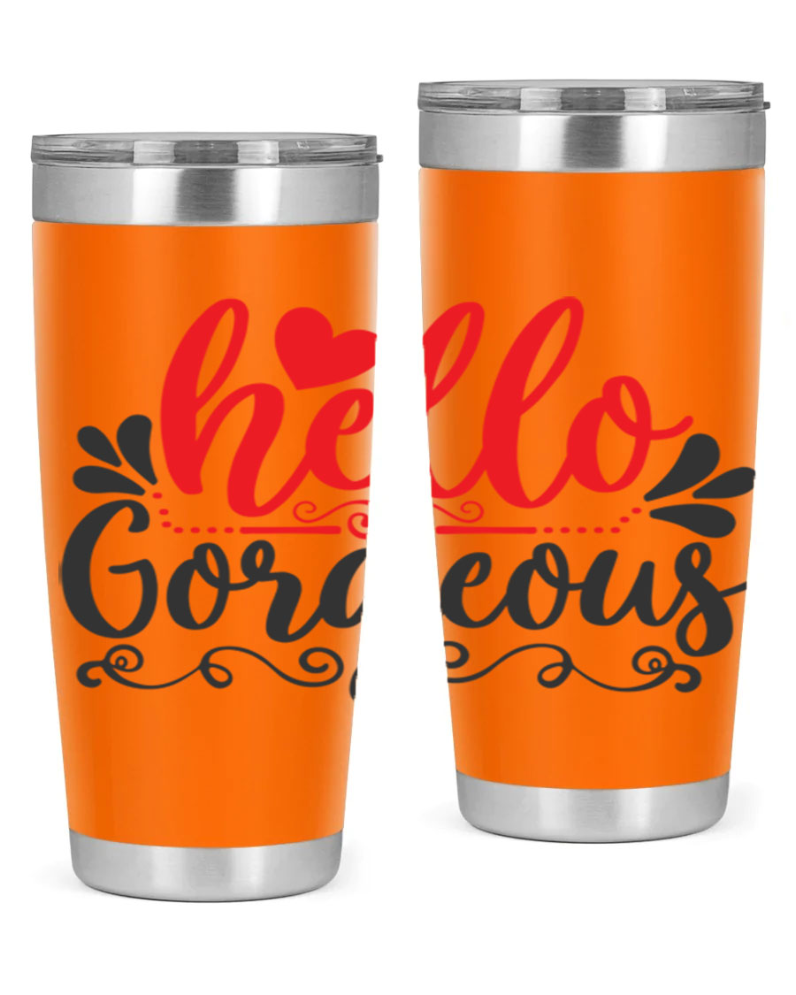 Hello Gorgeous Style 155# Tumbler in stainless steel with a stylish design, perfect for hot and cold beverages.
