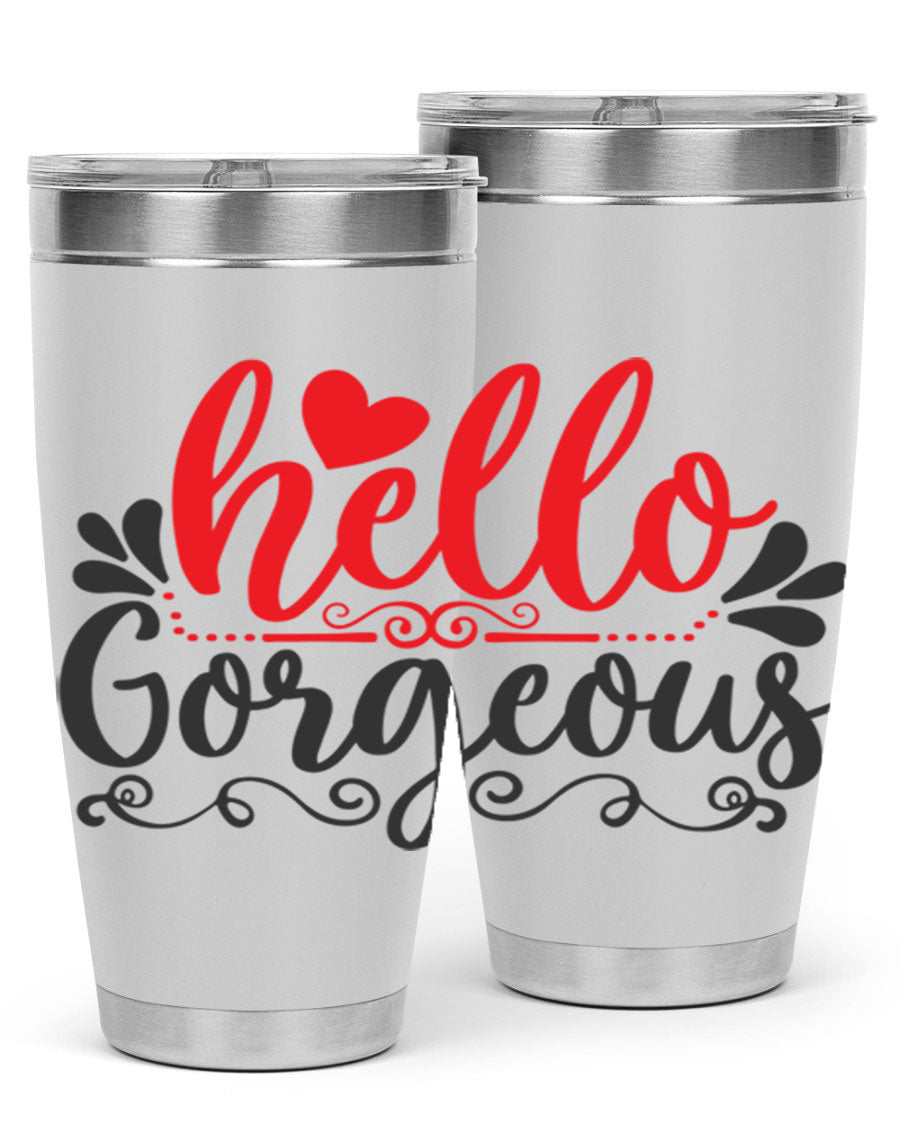 Hello Gorgeous Style 155# Tumbler in stainless steel with a stylish design, perfect for hot and cold beverages.