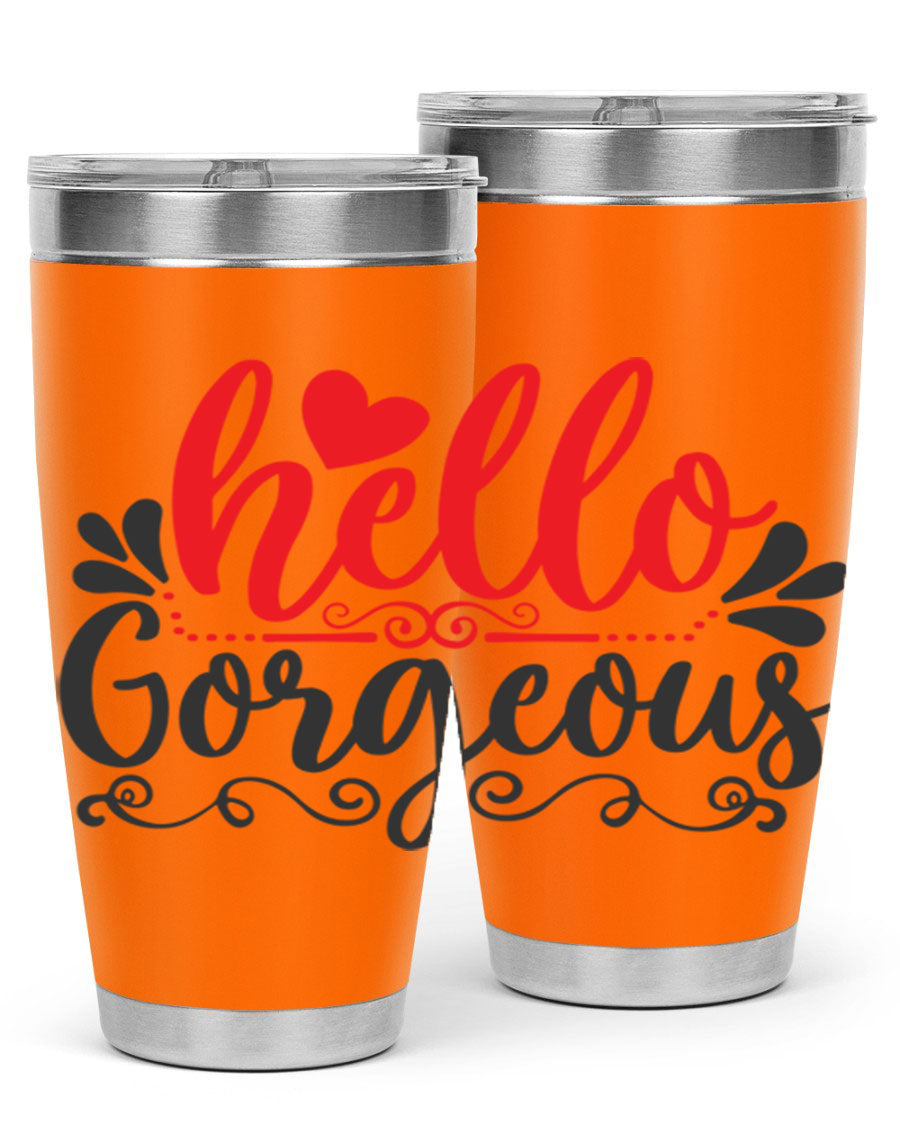 Hello Gorgeous Style 155# Tumbler in stainless steel with a stylish design, perfect for hot and cold beverages.