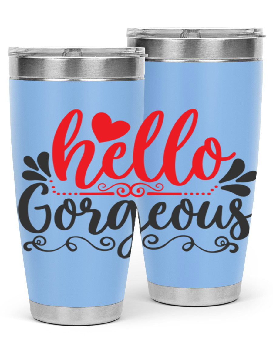 Hello Gorgeous Style 155# Tumbler in stainless steel with a stylish design, perfect for hot and cold beverages.