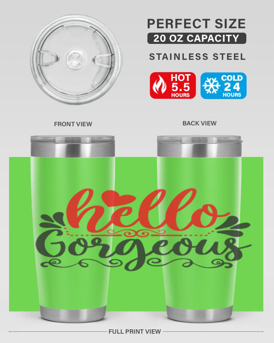 Hello Gorgeous Style 155# Tumbler in stainless steel with a stylish design, perfect for hot and cold beverages.